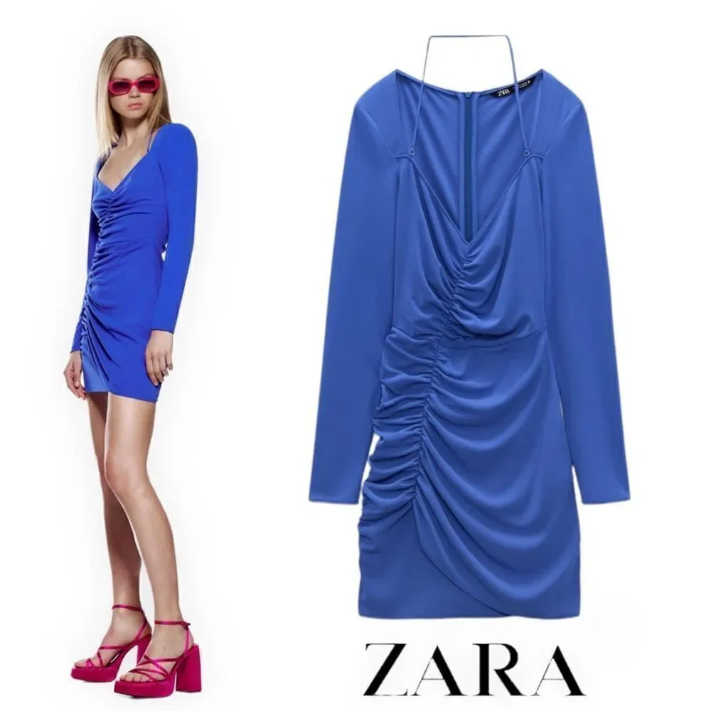 ZARA | Blue | DRAPED DRESS